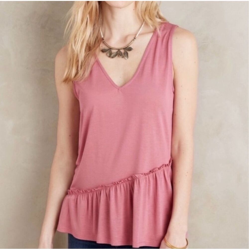 ✨Dolan Left Coast Pomona Ruffle Hem Peplum Pink Sz Medium Tank✨
